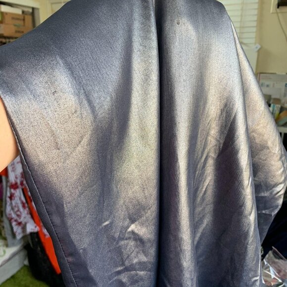 Vera Wang Satin Chiffon Halter V Neck Cocktail Dress Size 6 Navy Metallic - Picture 11 of 11